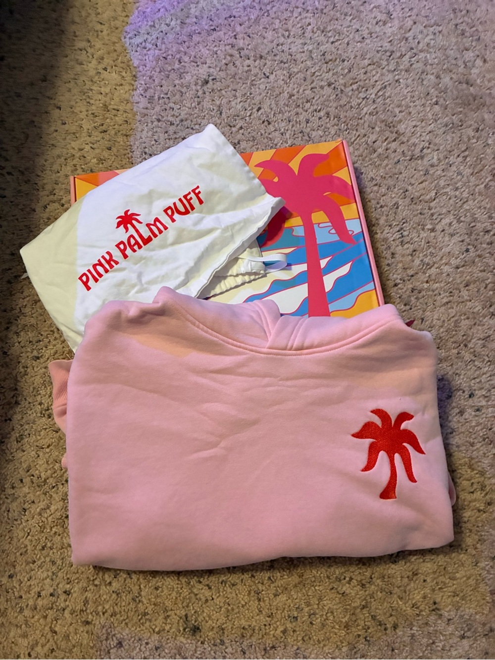 Pink Palm Puff Sweatshirt